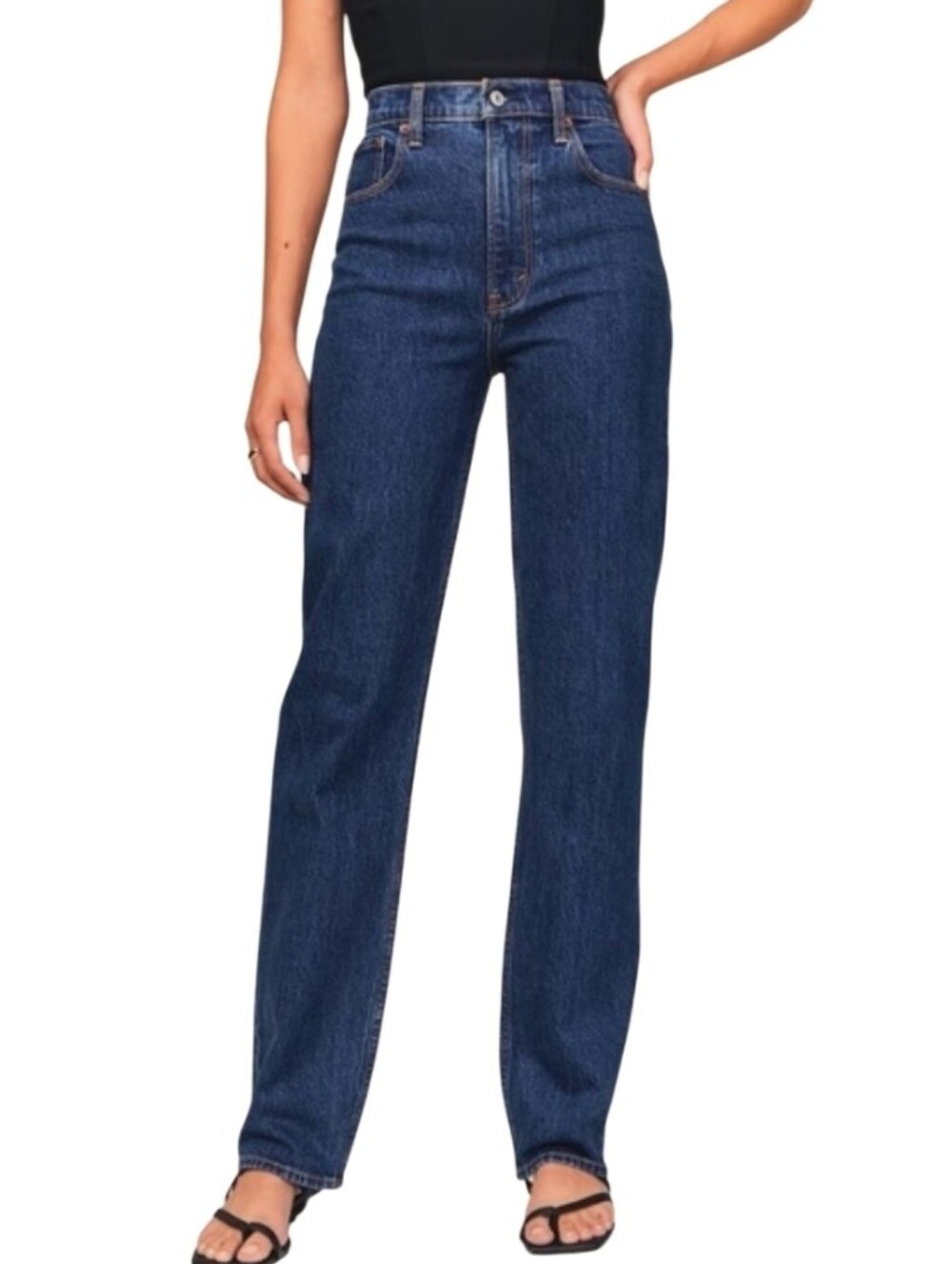 Abercrombie & Fitch Ultra High Rise '90s Straight Jean Dark Wash Denim 32 14